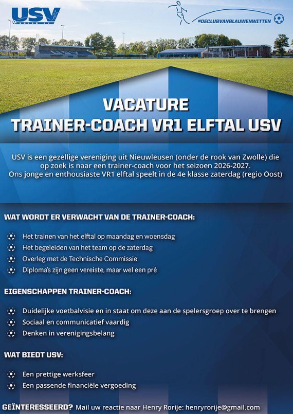 Vacature Trainer-Coach VR1 – USV