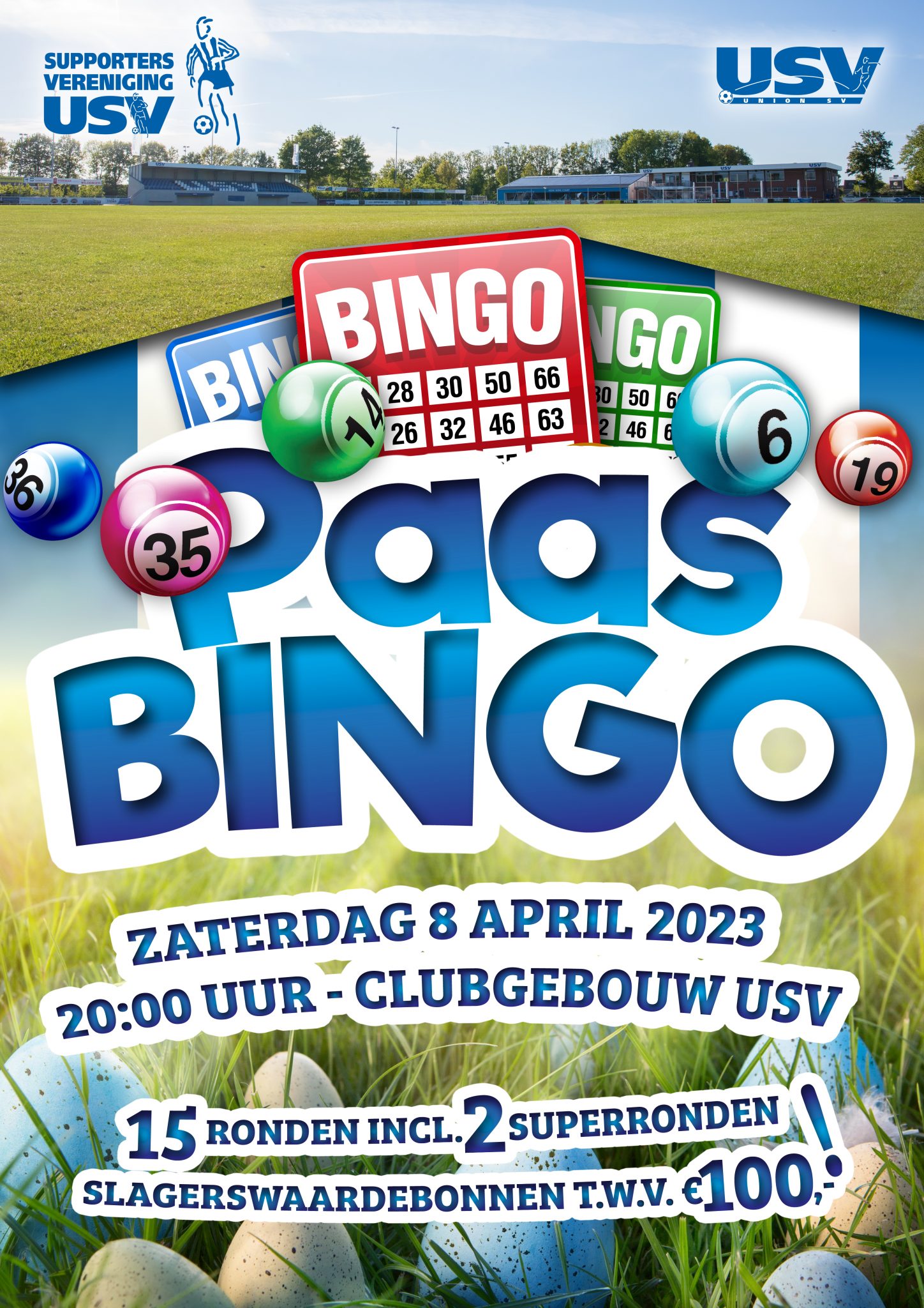 Zaterdag 8 april Paasbingo Supportersvereniging USV.