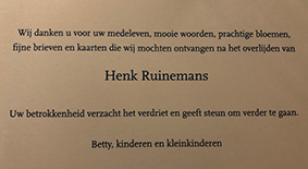 Dank betuiging Henk Ruinemans